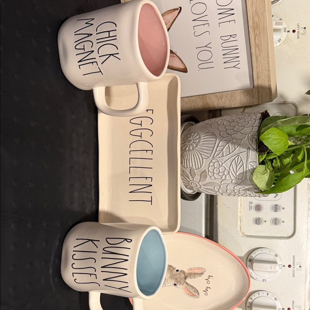 Rae Dunn Pink and Blue Mug Set - Chick Magnet & Bunny Kisses